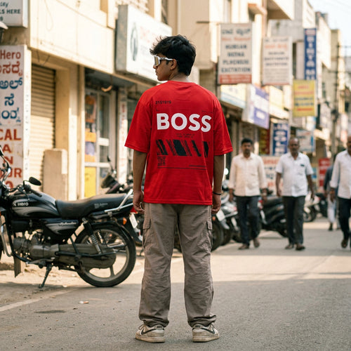 Red Oversized Puff Printed Exclusive T-shirt
